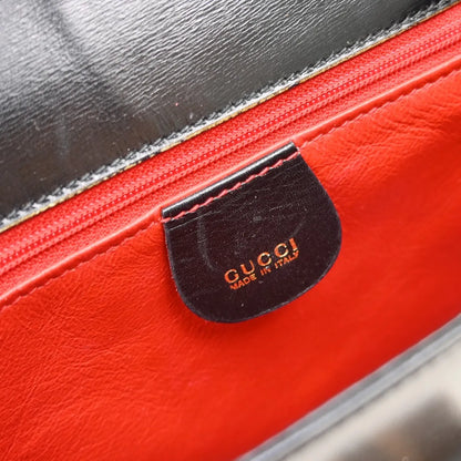 Gucci Vintage Lady Lock Flap Leather, Black, Leather, Shoulder Bag