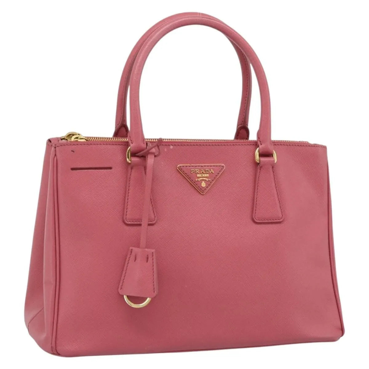 Prada Galleria Double Zip Tote Saffiano Leather, Pink, Leather, Handbag