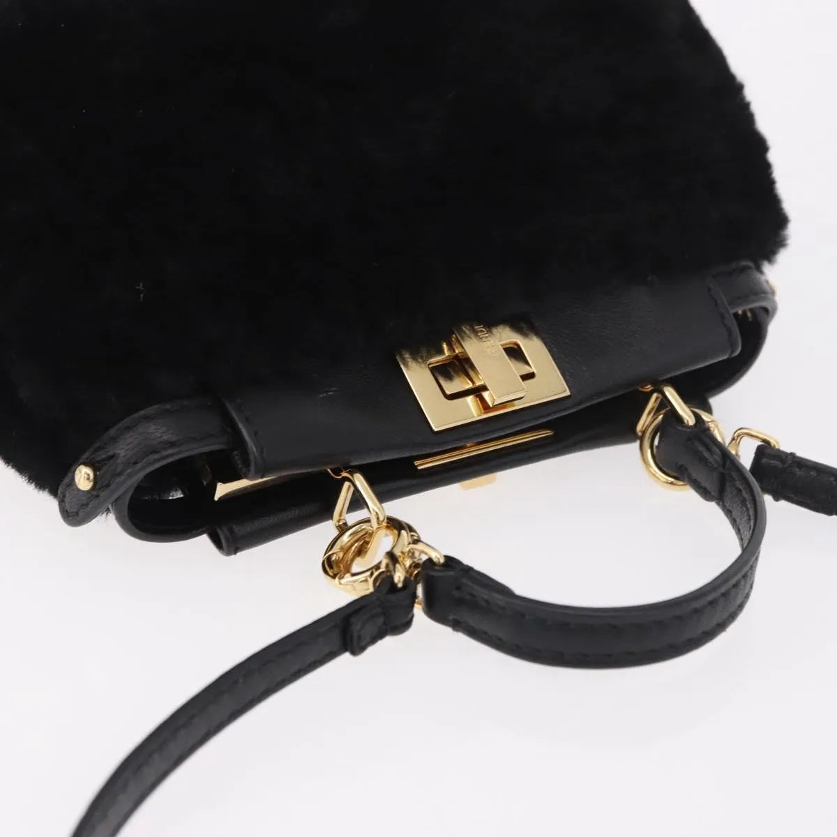 Fendi Peekaboo Fur, Black, Fur, Handbag