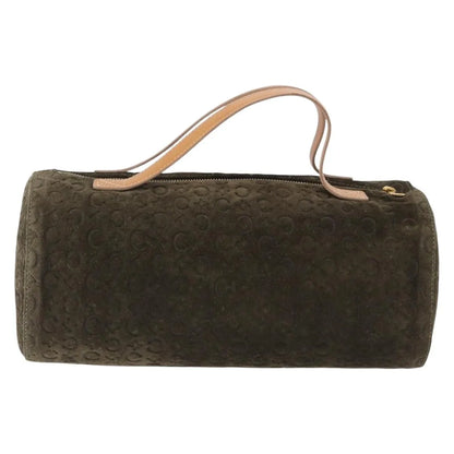Celine C Macadam Suede and Leather, Green, Suede, Handbag