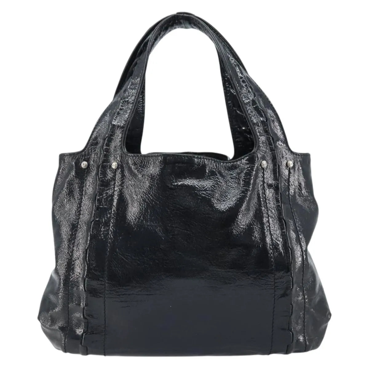 Salvatore Ferragamo Gancini Handle Tote Leather, Black, Leather, Handbag