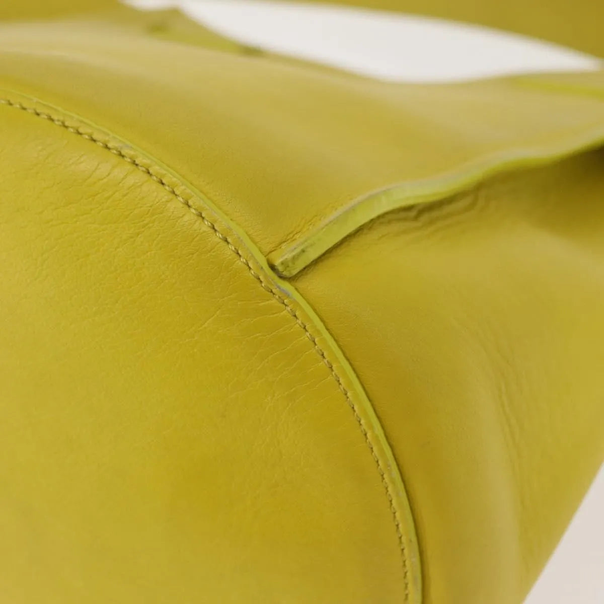 Celine Long Strap Big Bag Bucket Leather, Yellow, Leather, Handbag