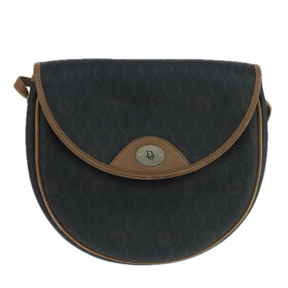 Christian Dior Vintage Honeycomb Flap Canvas and Leather, Black, PVC, Shoulder Bag