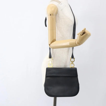 Salvatore Ferragamo Gancini Leather, Navy, Leather, Shoulder Bag