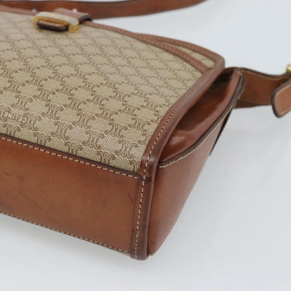 Celine Vintage Macadam Canvas and Leather, Beige, Canvas, Shoulder Bag