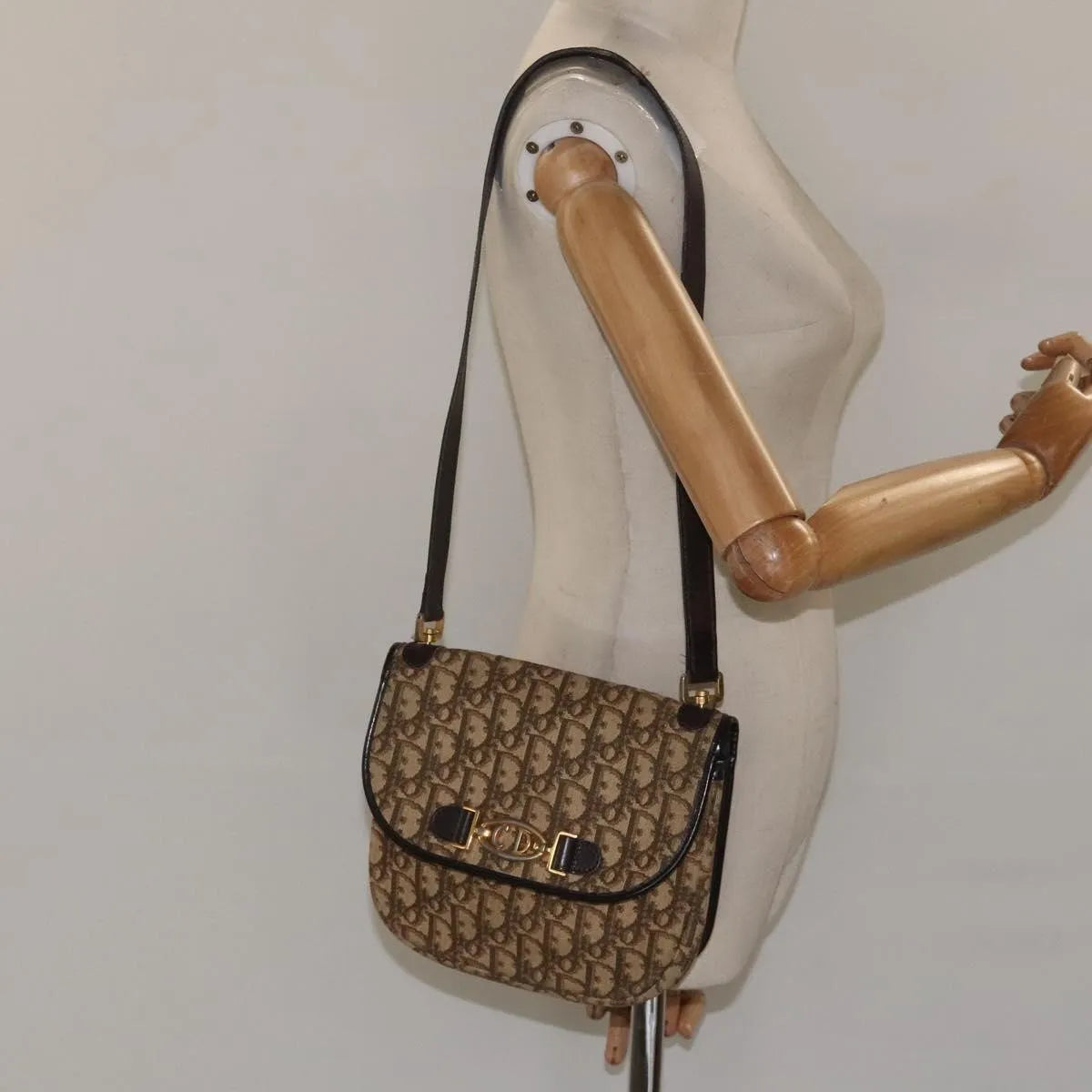 Christian Dior Vintage Trotter Canvas, Brown, Canvas, Shoulder Bag