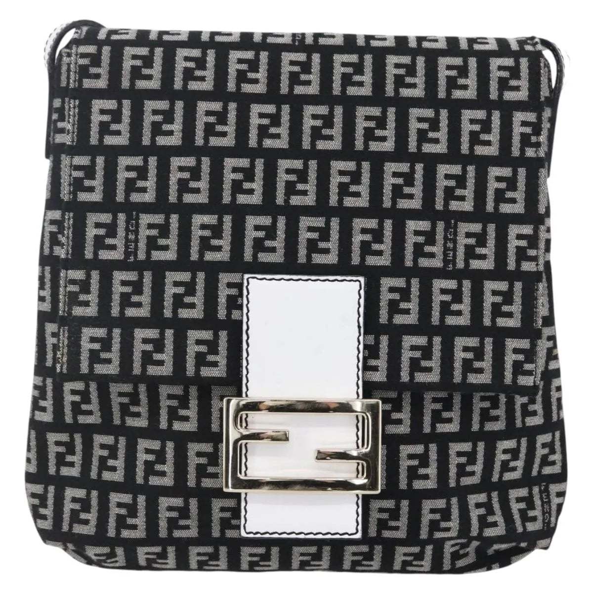 Fendi Vintage Flap Zucchino Canvas, Black, Canvas, Shoulder Bag