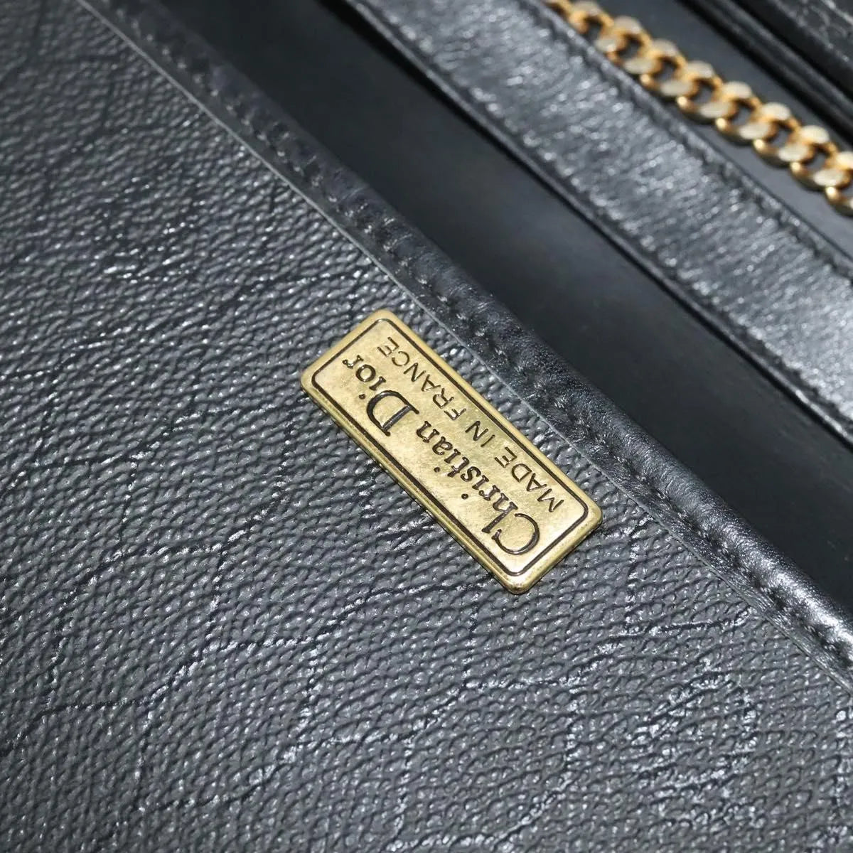 Christian Dior Vintage Honeycomb Canvas, Black, Canvas, Shoulder Bag