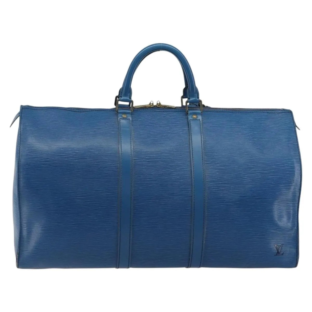 Louis Vuitton Keepall Epi, Blue, Leather, Travel Bag
