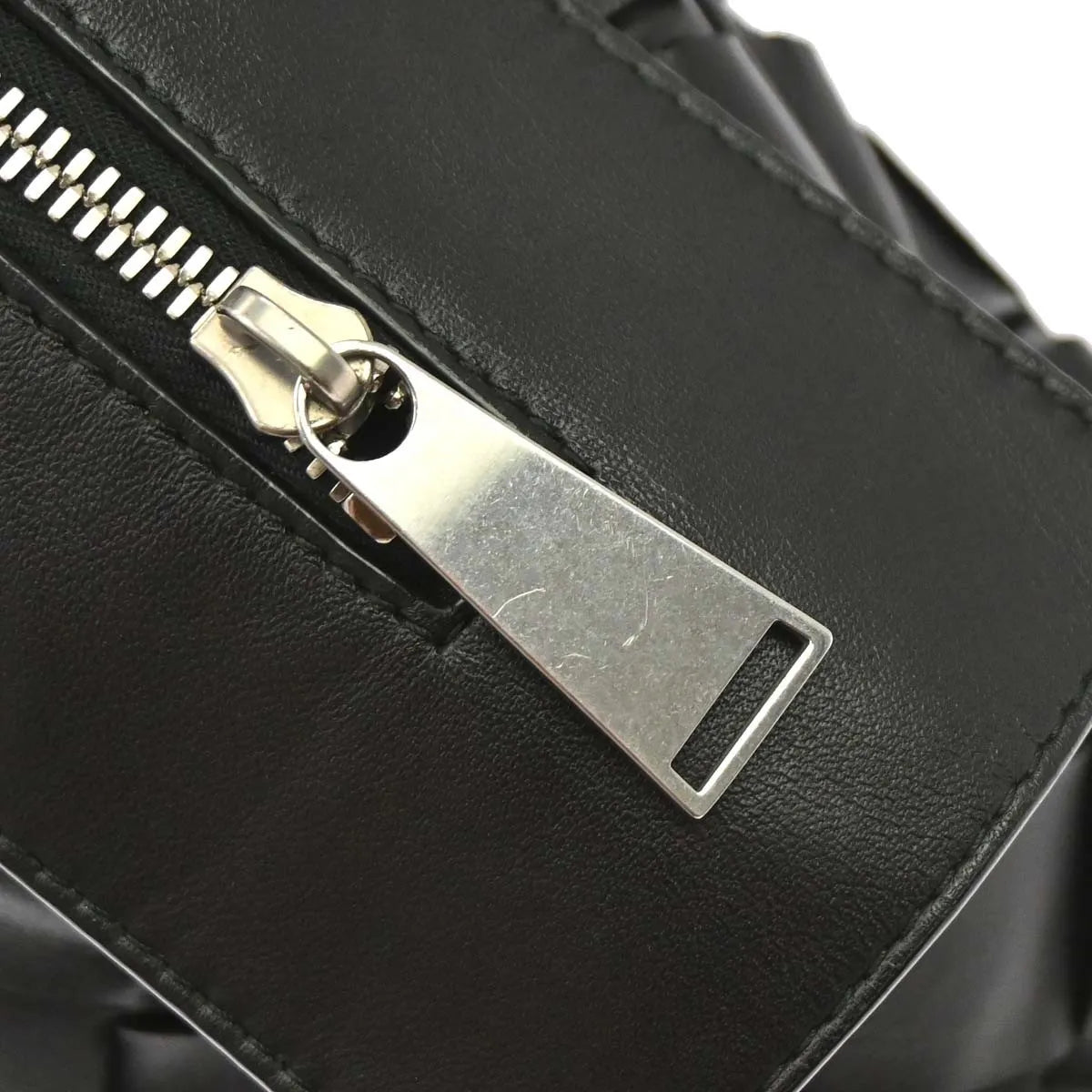 Bottega Veneta Zip Clutch Leather with Intrecciato Snakeskin Detail, Black, Leather, Clutch