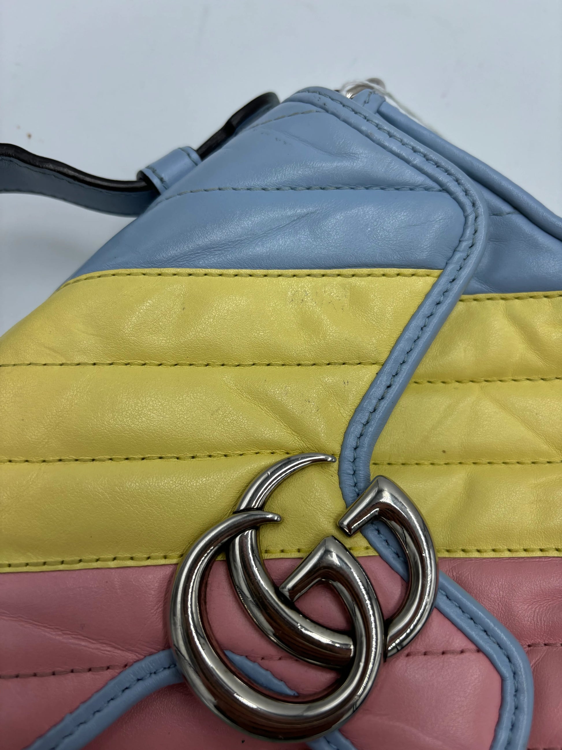 Gucci GG Marmont Top Handle Flap Diagonal Quilted Leather, Multicolour, Leather, Handbag