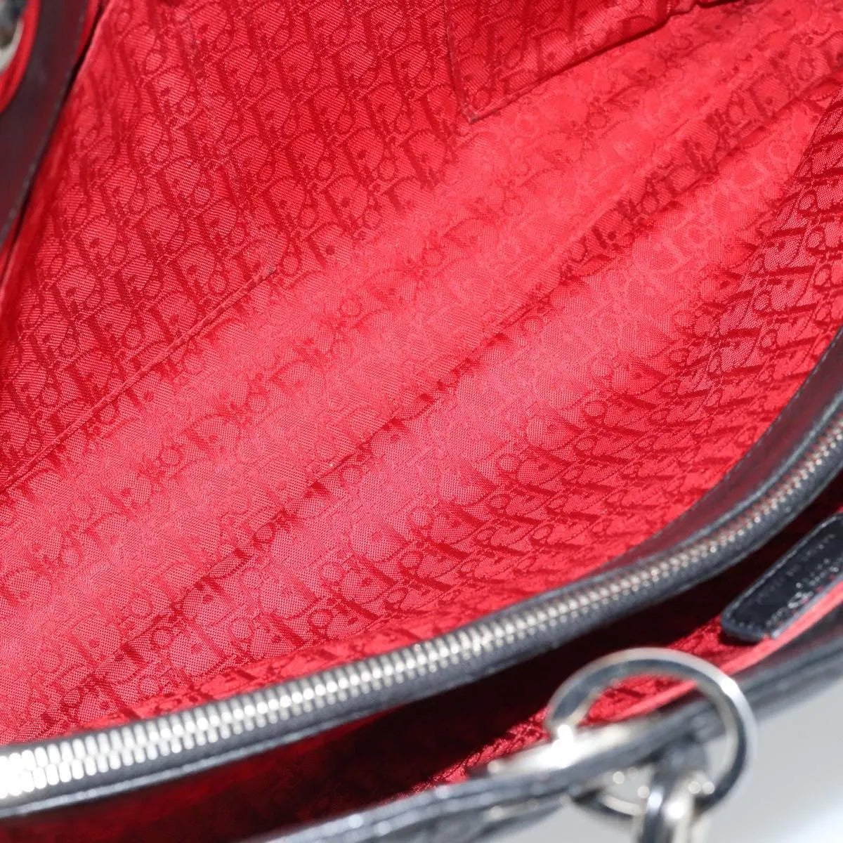 Christian Dior Vintage Lady Dior Tote Cannage Quilt Lambskin, Black, Leather, Tote Bag