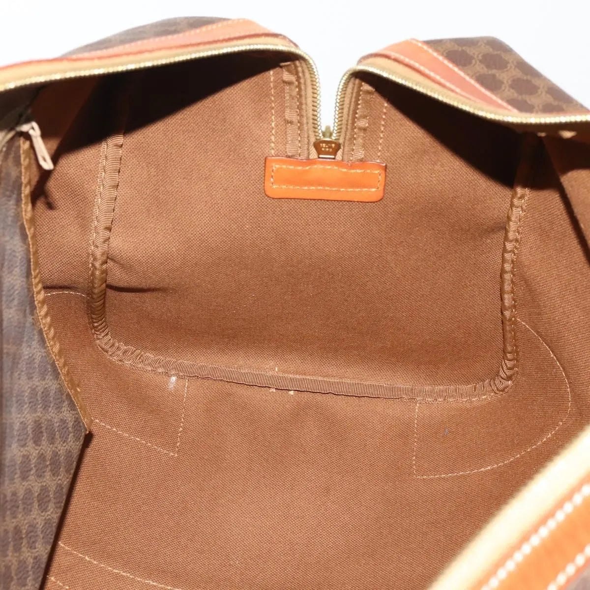 Celine Vintage Macadam Boston Canvas and Leather, Brown, PVC, Handbag