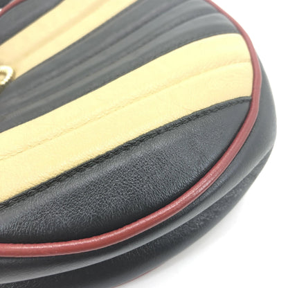Gucci GG Marmont Round Diagonal Quilted Leather, Black, Leather, Shoulder Bag