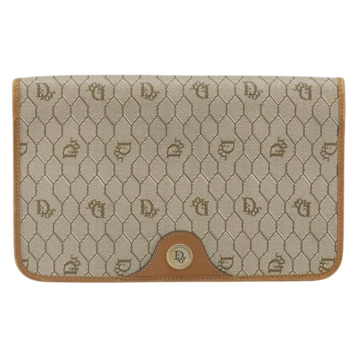 Christian Dior Vintage honeycomb clutch Canvas, Beige, Canvas, Clutch