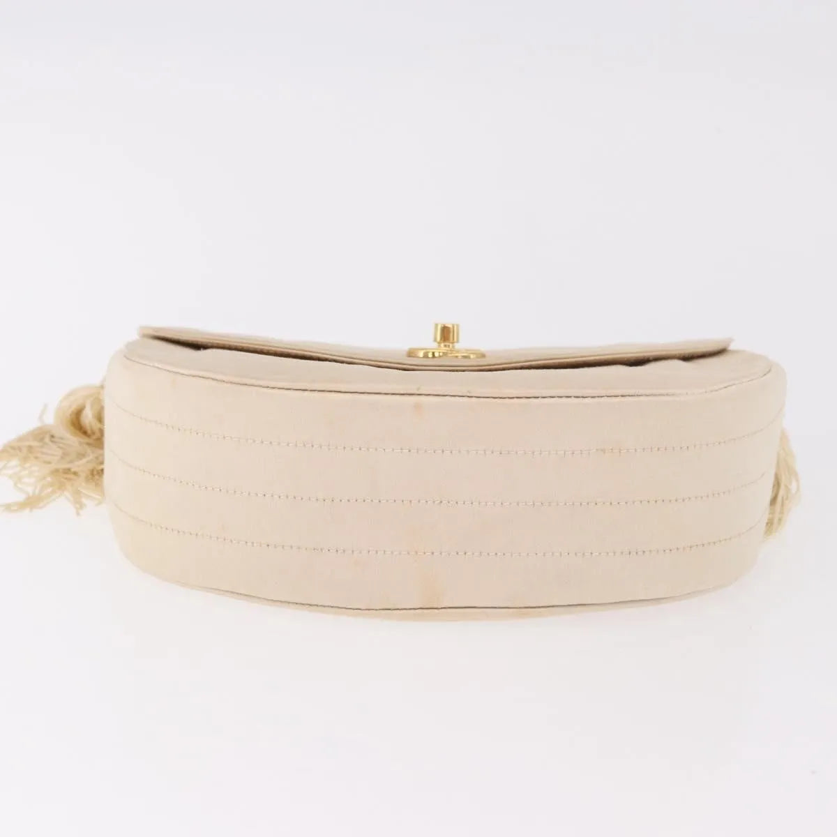 Chanel Vintage Round Flap Satin, Beige, Satin, Shoulder Bag