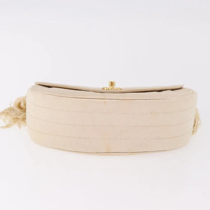 Chanel Vintage Round Flap Satin, Beige, Satin, Shoulder Bag