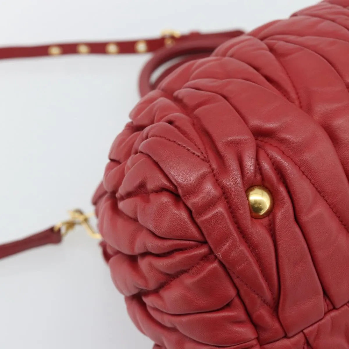 Miu Miu Matelassé Nappa Leather Top Handle Bag Leather, Red, Leather, Shoulder Bag