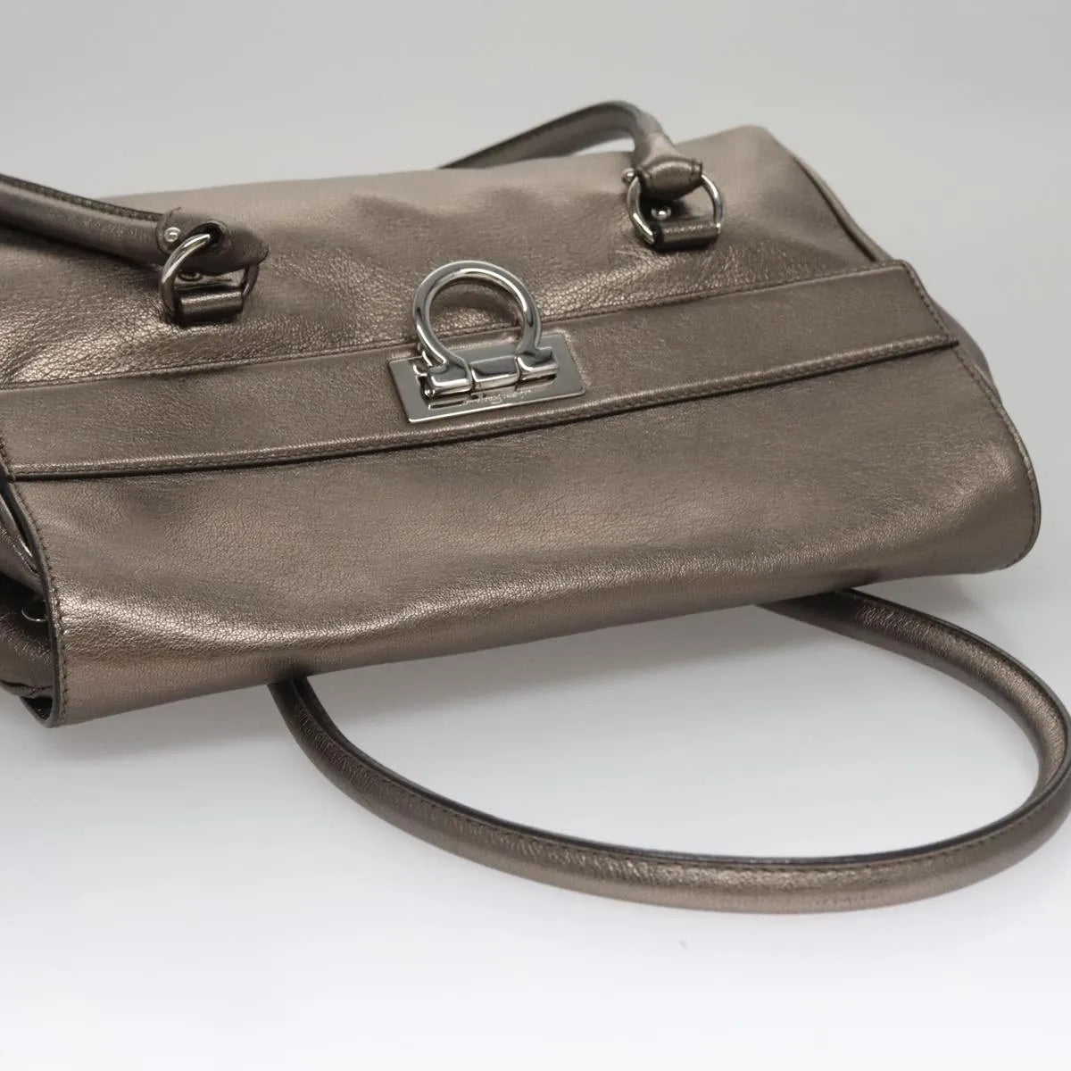 Salvatore Ferragamo Sofia Satchel Leather, Silver, Leather, Handbag