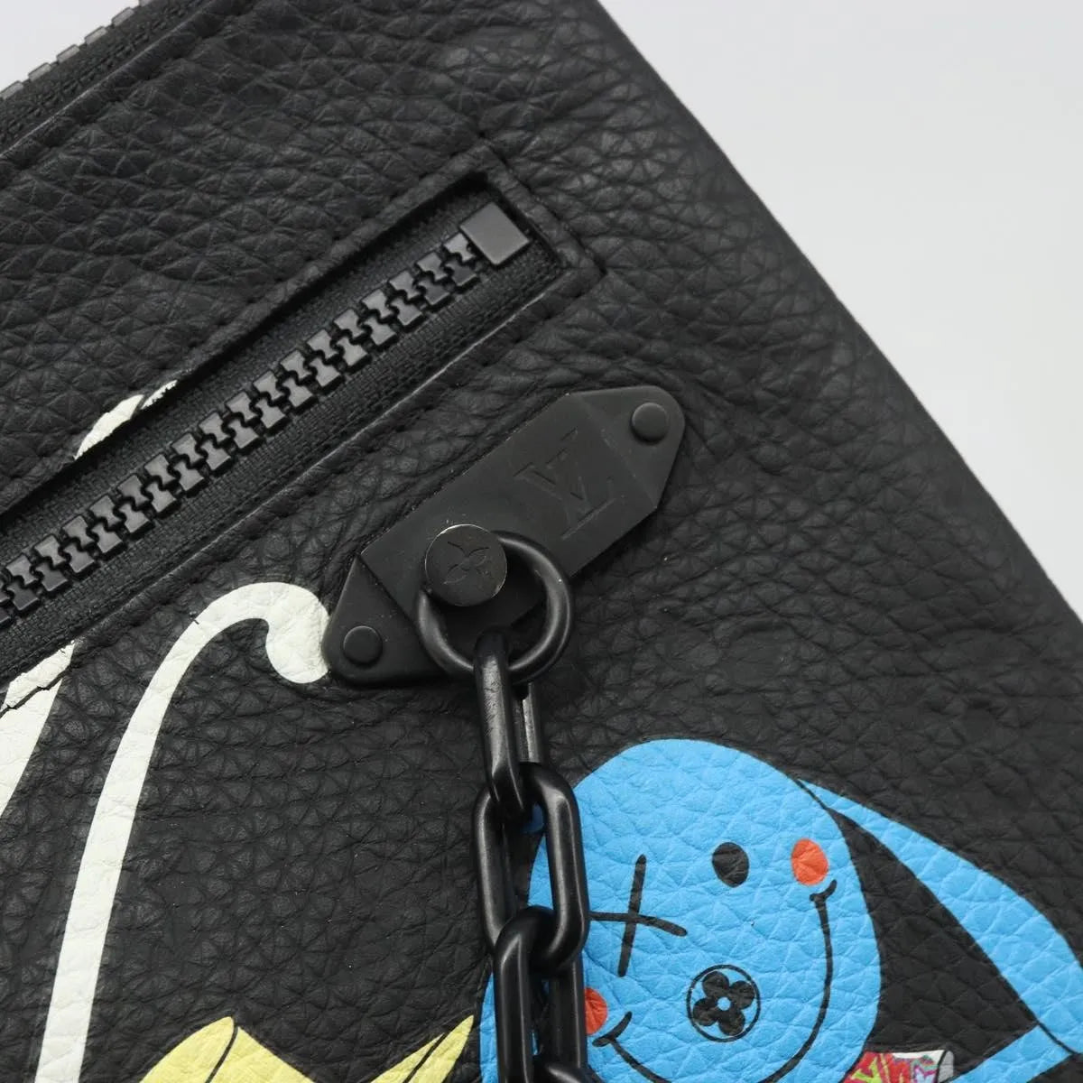 Louis Vuitton LV Friends A4 Printed Monogram Taurillon Leather, Black, Canvas, Clutch