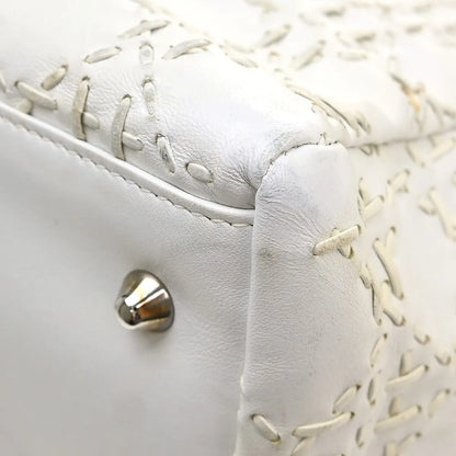 Christian Dior Vintage Lady Dior Cannage Quilt Lambskin, White, Leather, Handbag