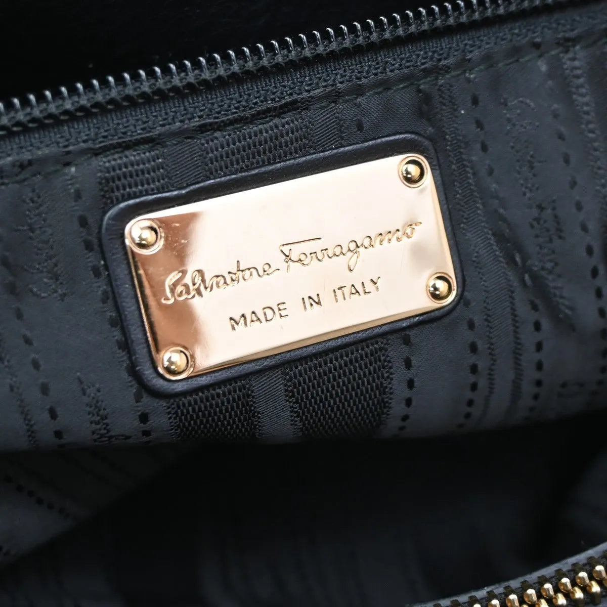 Salvatore Ferragamo Gancini Tote Leather, Black, Leather, Tote Bag