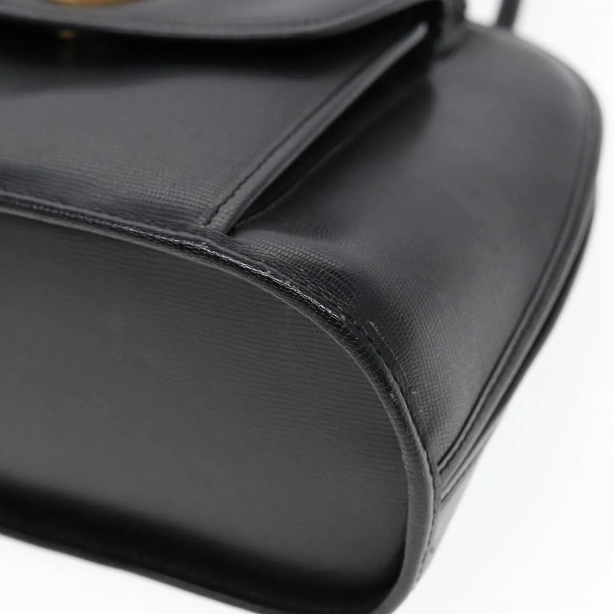 Celine Circle Logo Leather, Black, Leather, Handbag