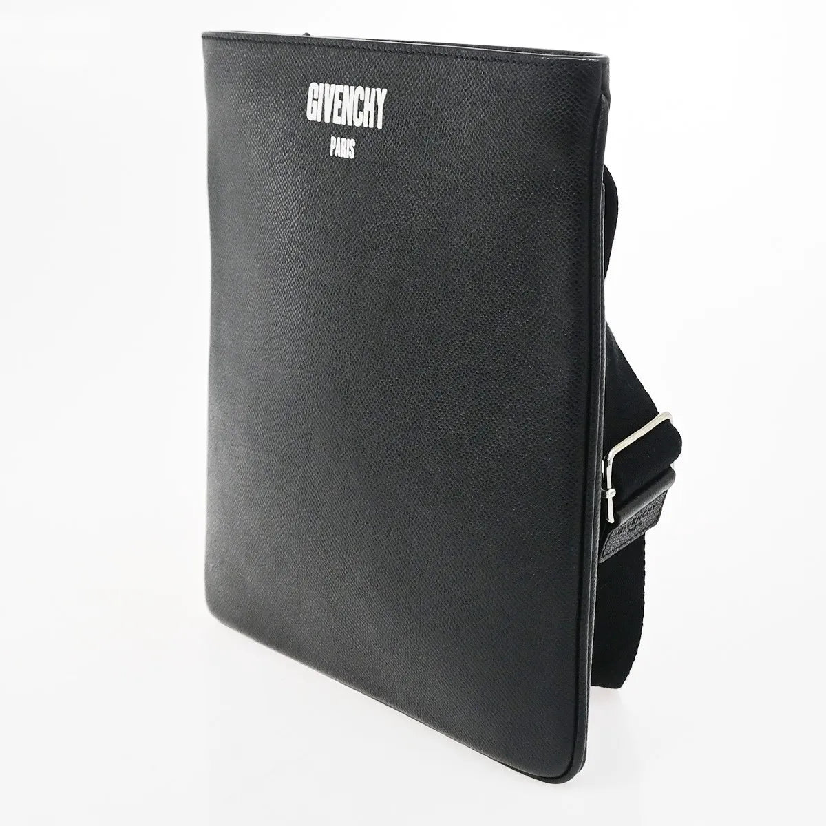 Givenchy Logo Messenger Leather, Black, Leather, Shoulder Bag