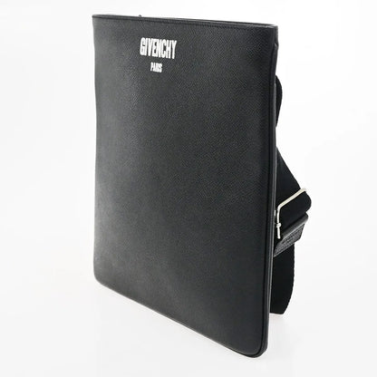Givenchy Logo Messenger Leather, Black, Leather, Shoulder Bag
