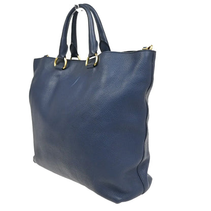 Prada Shopping Tote Vitello Daino, Navy, Leather, Tote Bag