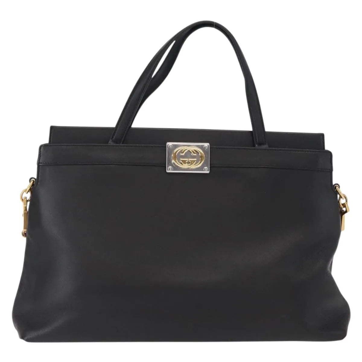 Gucci Linea Matisse Interlocking G Top Handle Tote Leather, Black, Leather, Shoulder Bag