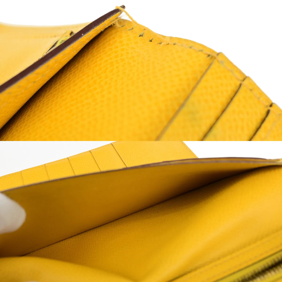 Hermes Bearn Trifold Epsom, Yellow, Leather, Wallet