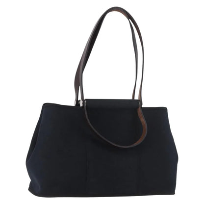 Hermes Cabag Elan Toile and Leather, Black, Canvas, Shoulder Bag