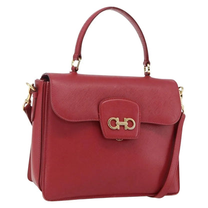 Salvatore Ferragamo Gancini Leather, Red, Leather, Handbag