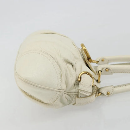 Salvatore Ferragamo Gancini Leather, White, Leather, Handbag