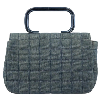 Chanel Chocolate Bar Mademoiselle Top Handle Quilted Denim, Blue, Canvas, Handbag