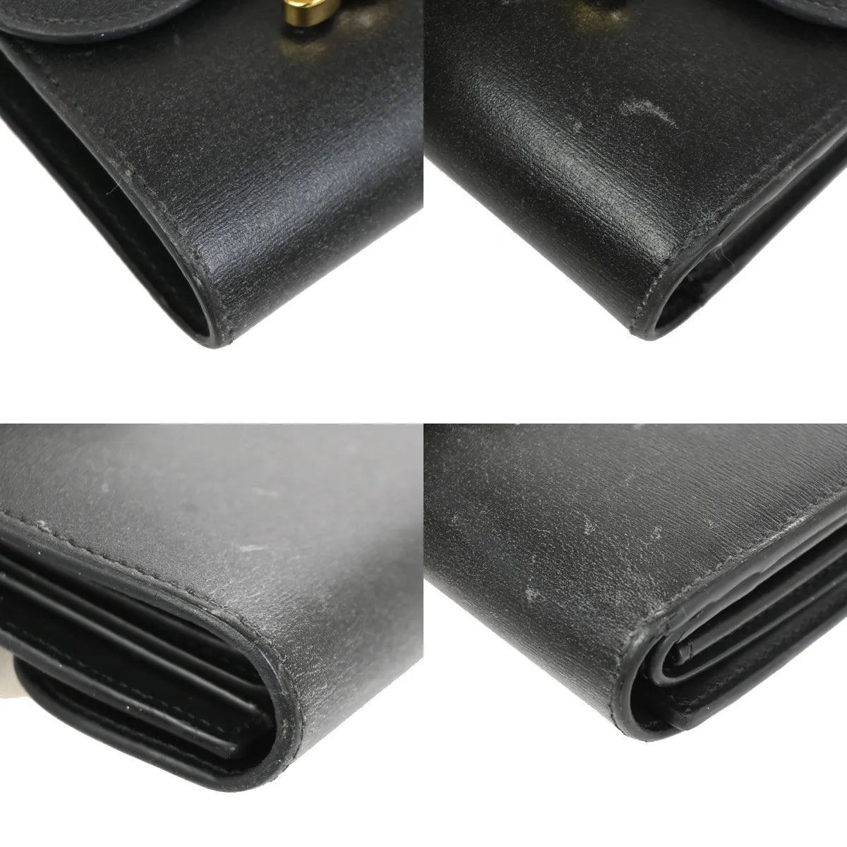 Celine Triomphe Trifold Leather, Black, Leather, Wallet