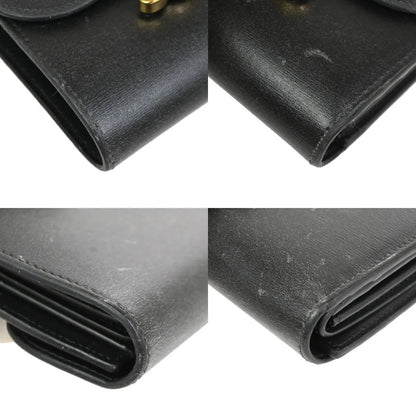Celine Triomphe Trifold Leather, Black, Leather, Wallet