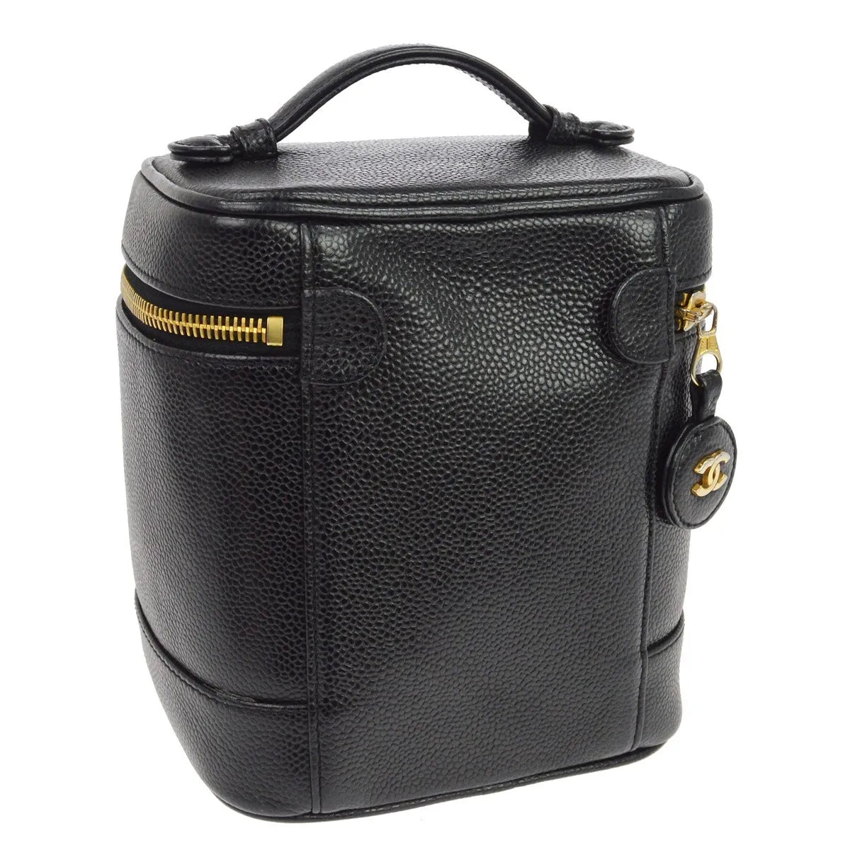 Chanel Vanity Leather, Black, Leather, Handbag