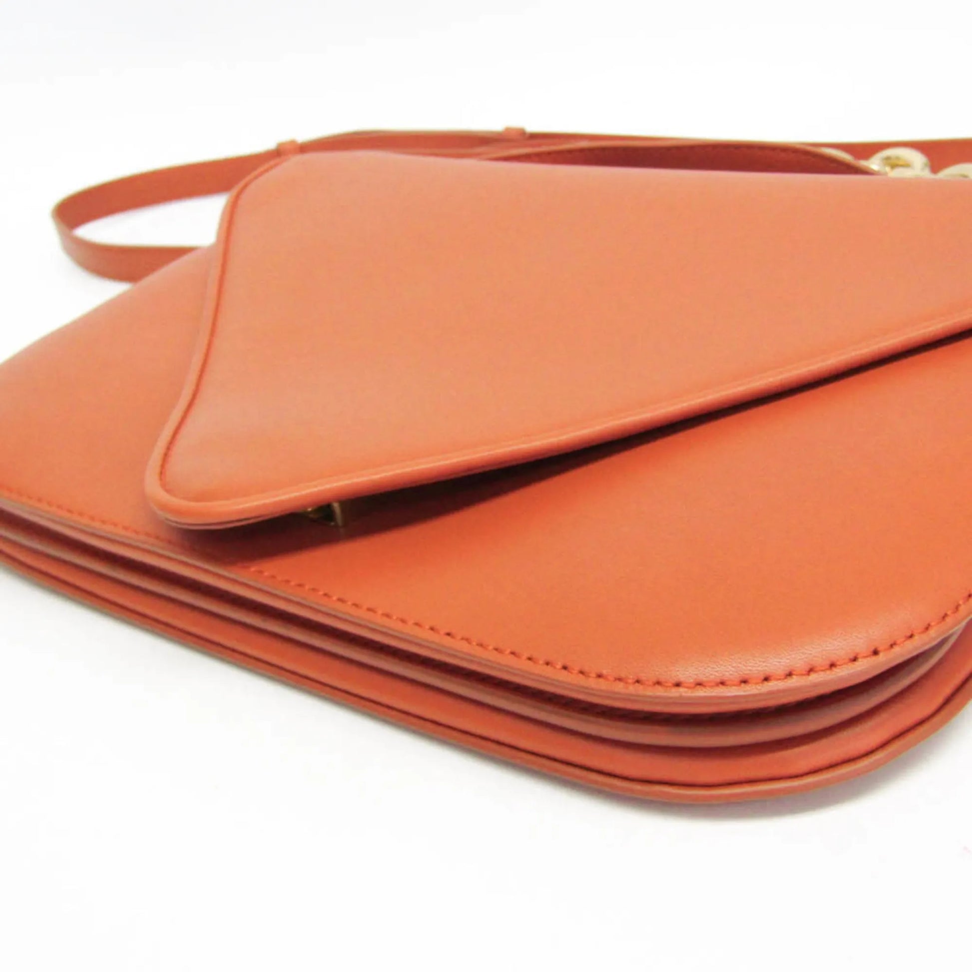 Bottega Veneta Mount Leather, Orange, Leather, Shoulder Bag