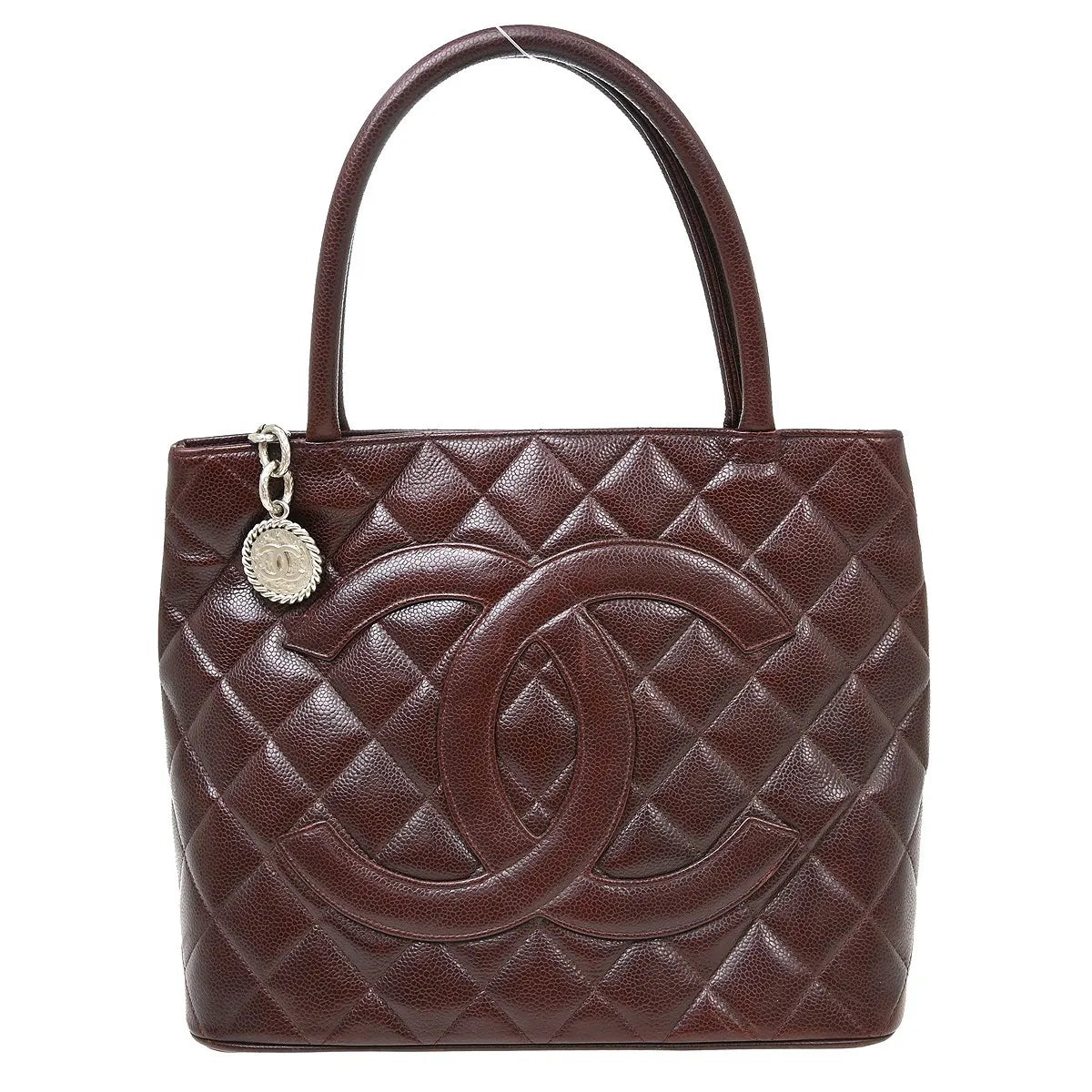 Chanel Medallion Tote Quilted Caviar, Burgundy, Leather, Tote Bag