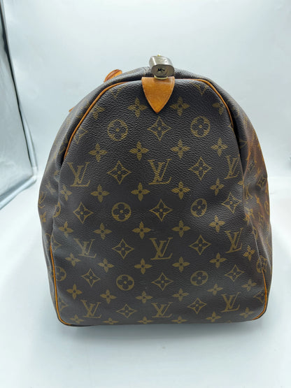 Louis Vuitton Keepall Monogram Canvas with LV Friends Patch, Brown, Canvas, Travel Bag