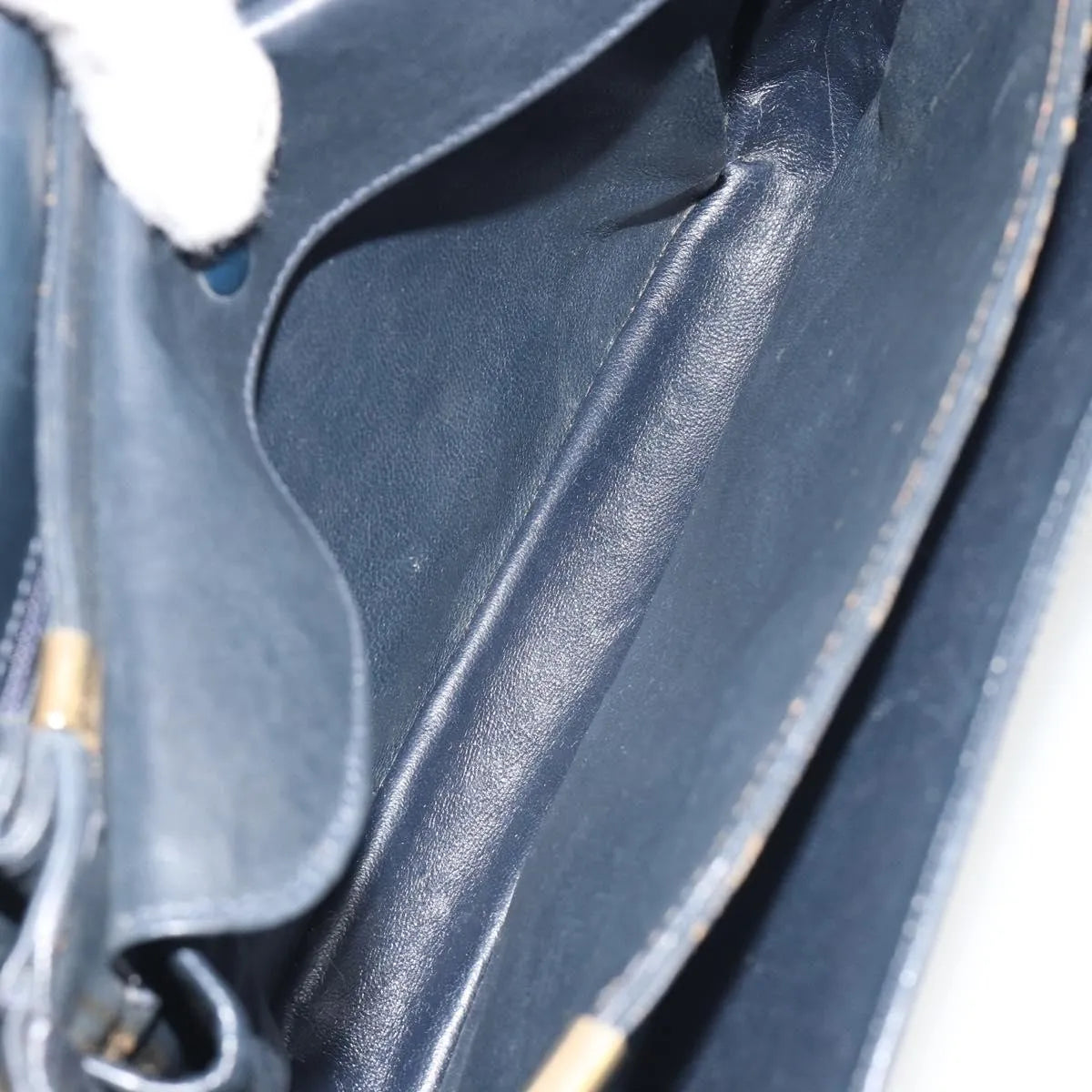 Celine Vintage Horse Carriage C Macadam Canvas and Leather, Navy, Canvas, Shoulder Bag