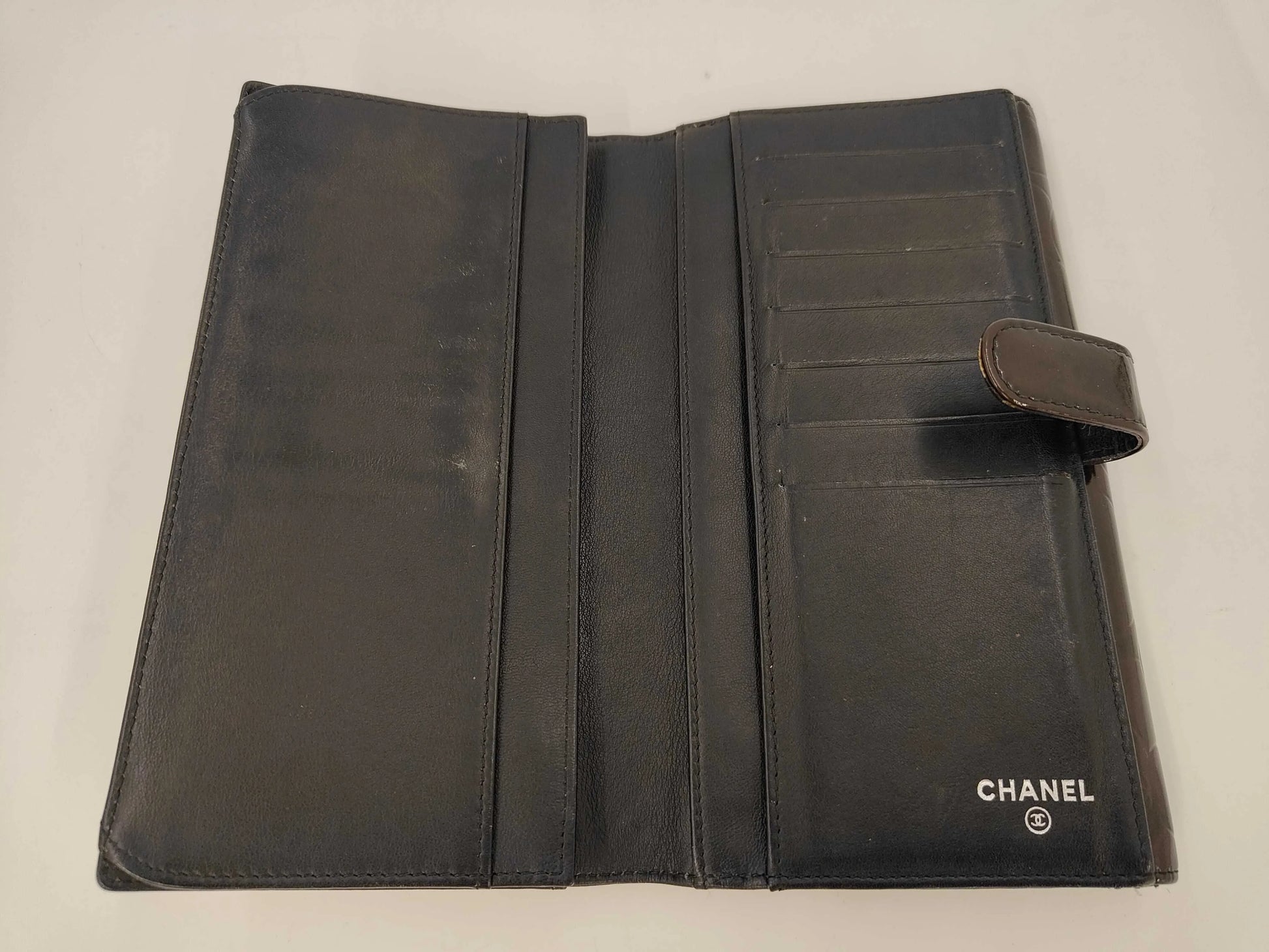 Chanel Camellia Flap Organizer Camellia Lambskin, Black, Leather, Wallet