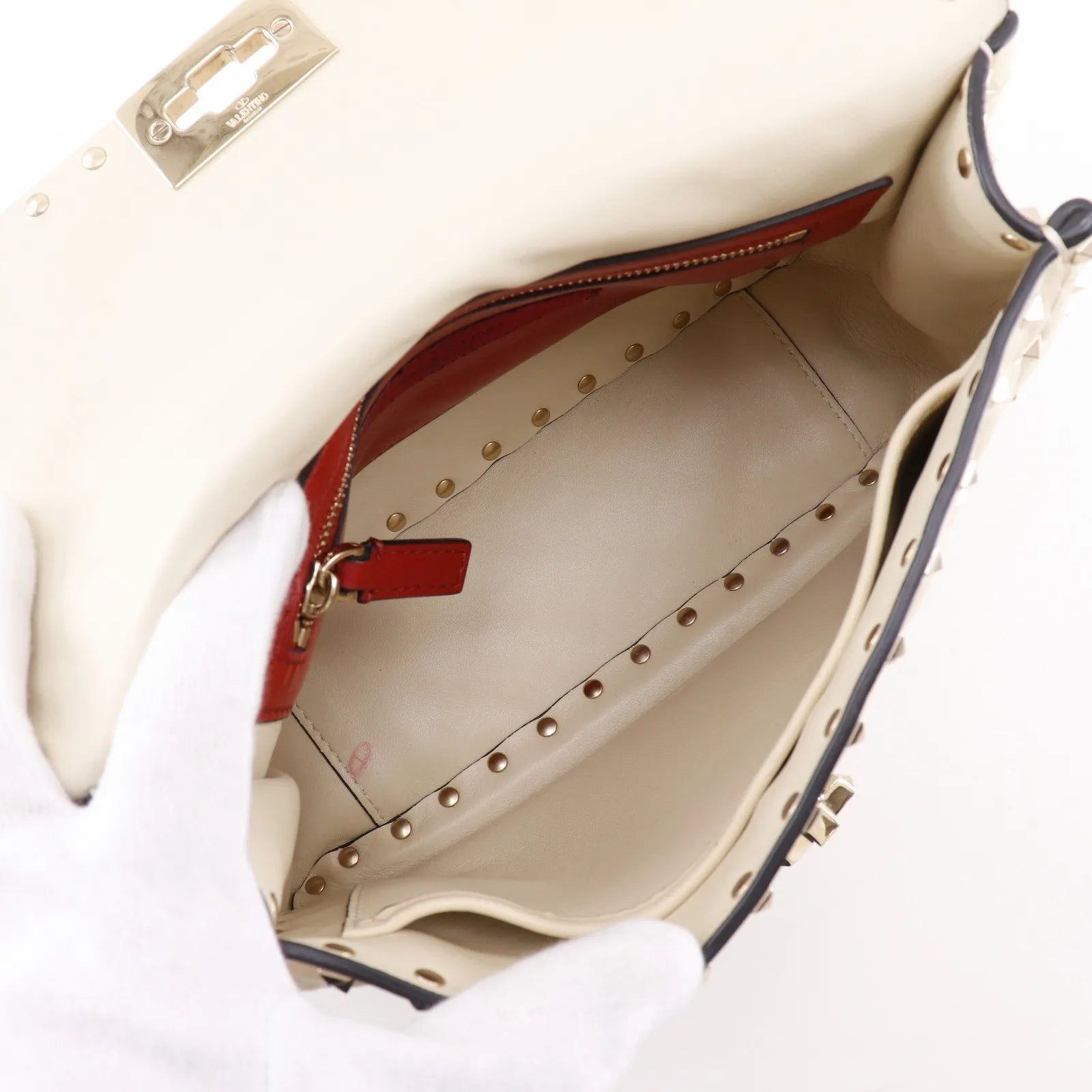 Valentino Garavani Free Rockstud Spike Flap Quilted Leather, White, Leather, Handbag