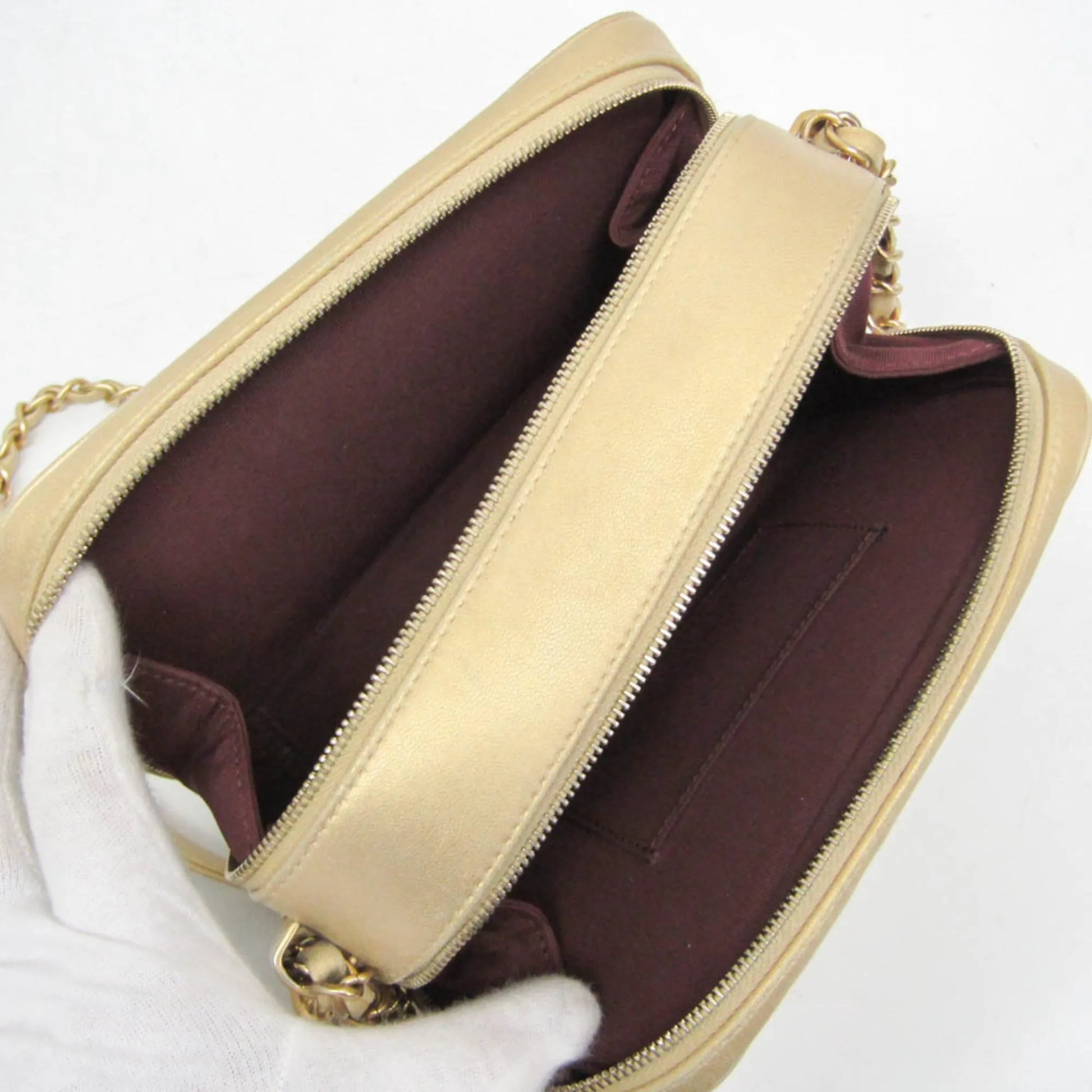 Chanel Coco Boy Camera Quilted Leather, Gold, Leather, Shoulder Bag
