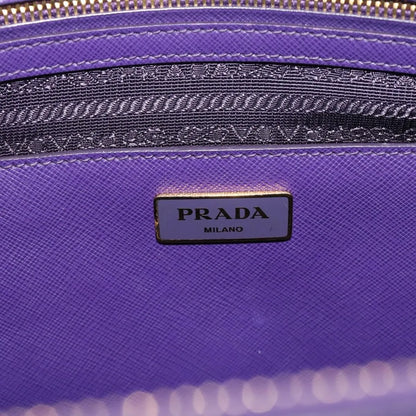 Prada Galleria Double Zip Tote Saffiano Leather, Purple, Leather, Handbag