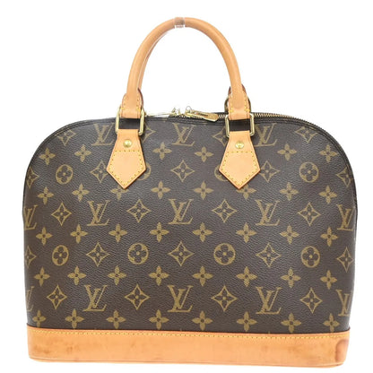 Louis Vuitton Alma Monogram Canvas, Brown, Leather, Handbag