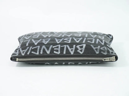 Balenciaga Graffiti Leather, Black, Leather, Clutch
