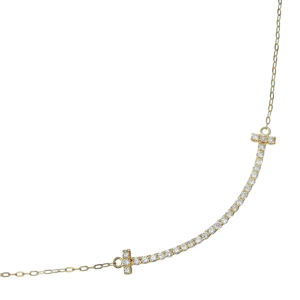 Tiffany & Co. T Smile Pendant 18K Yellow Gold with Diamonds, Gold, Yellow Gold, Necklace